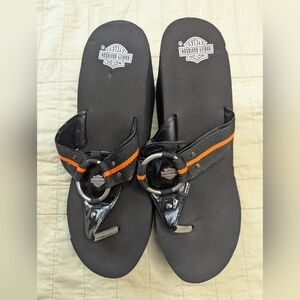 Harley-Davidson Black and Orange Sandals